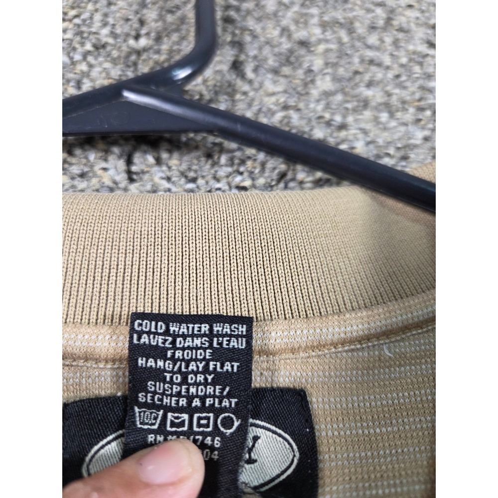 Haley Reserve Golf Shirt Mens XXL Tan Striped 100% Cotton Athletic‎ Oak Hills - Picture 5 of 7